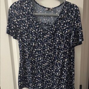 SO Navy Blue Floral Blouse